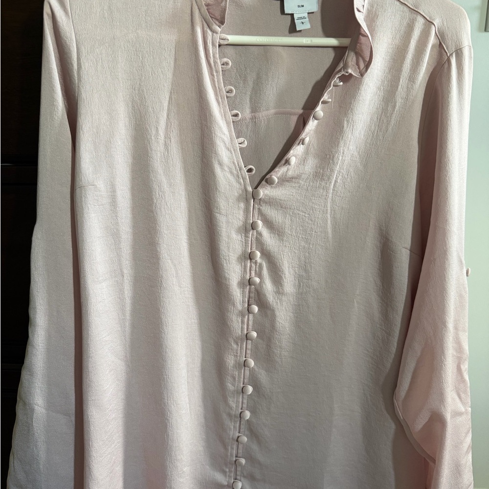 Express Portofino Slim Pink Button-Down Blouse size Large barely worn